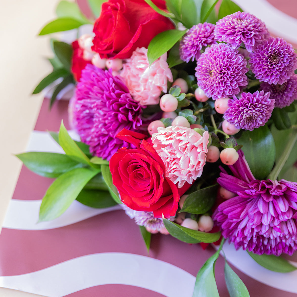 The Enchantment – Bouquet with Red and Purple Flowers