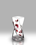Ruby Leaf hand-blown glass twist vase, 20cm