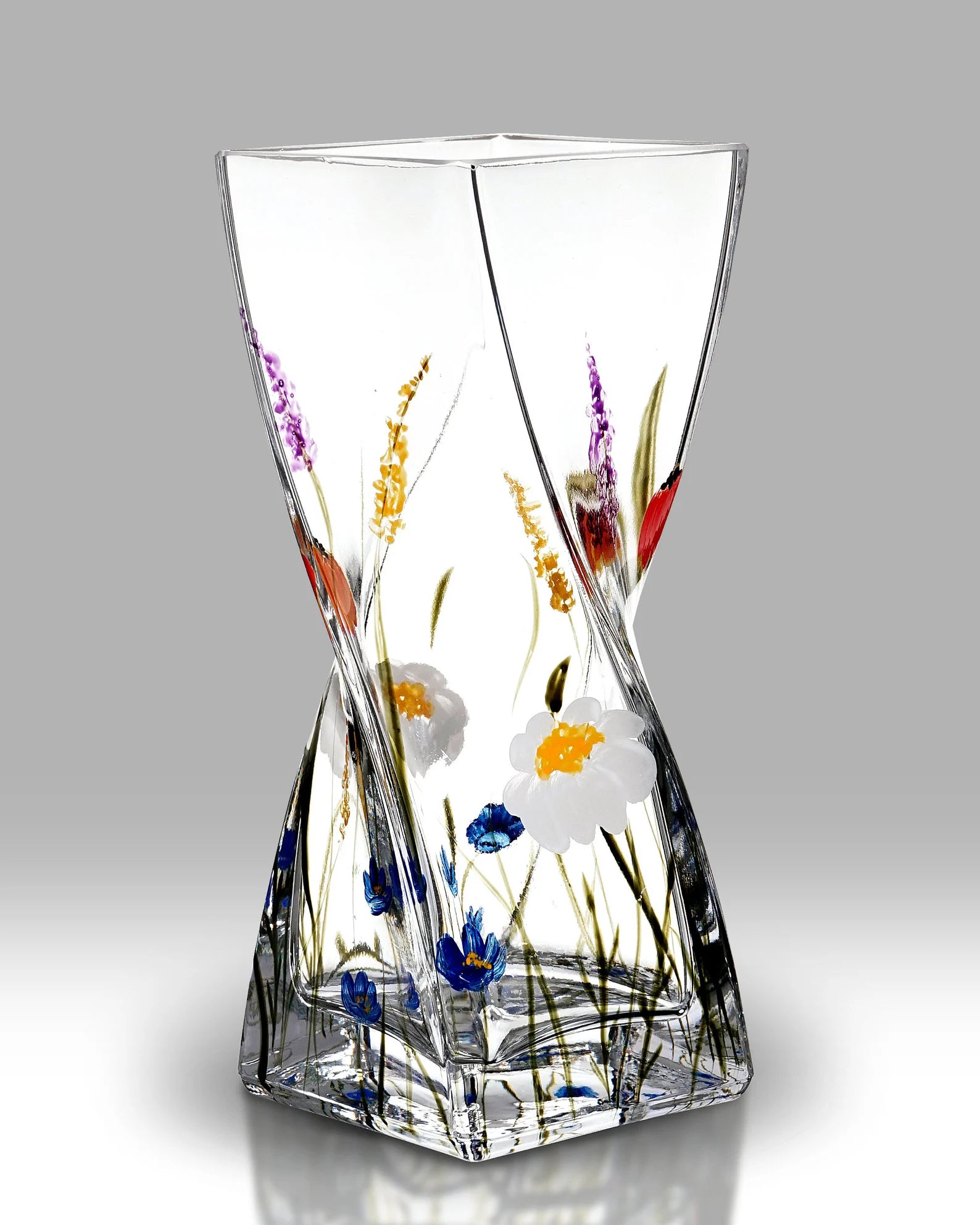 Meadow hand-blown glass twist vase, 25cm