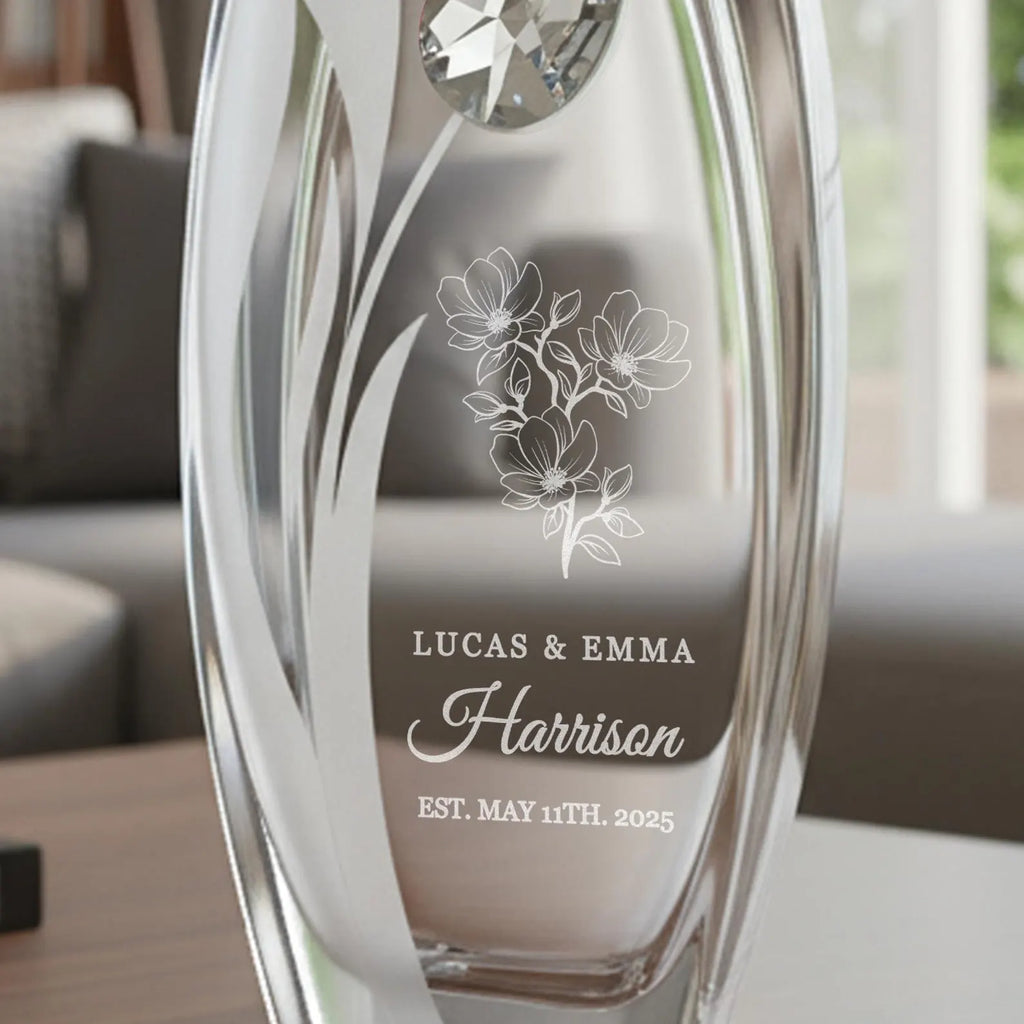 Personalized Wedding Vase – Engraved Glass Flower Vase, Housewarming Gift