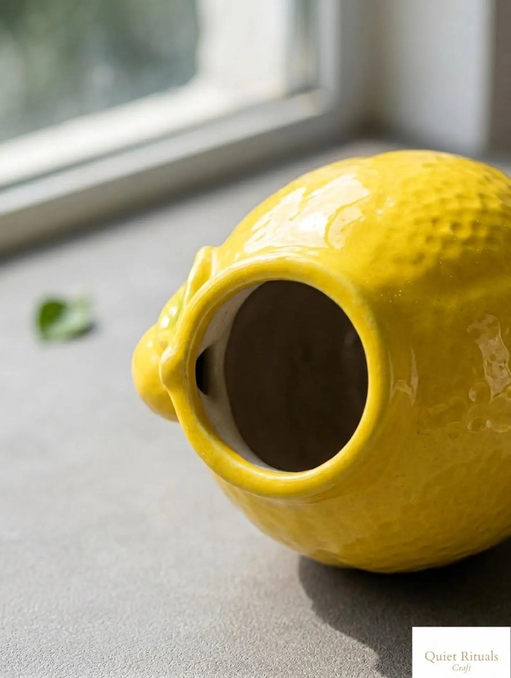 Ceramic Lemon Vase - Bright Yellow Fruit Shaped Flower Pot - Italian Riviera Style Home Decor - Modern Aesthetic Bud Vase Housewarming Gift