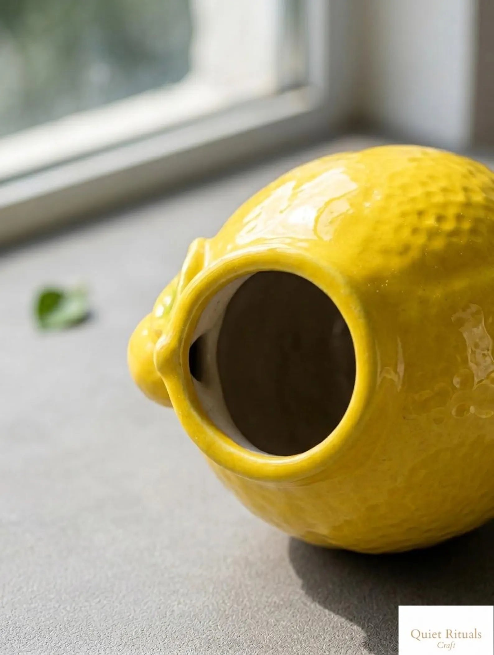 Ceramic Lemon Vase - Bright Yellow Fruit Shaped Flower Pot - Italian Riviera Style Home Decor - Modern Aesthetic Bud Vase Housewarming Gift